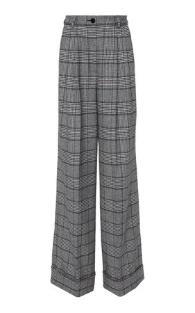 Checked Wool Wide-Leg Pants by Dolce & Gabbana | Moda Operandi