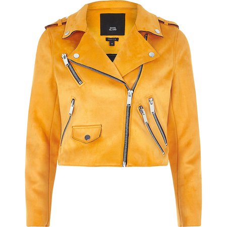 Petite orange faux suede biker jacket - Jackets - Coats & Jackets - women