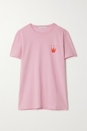 King Of Kings Printed Organic Cotton-jersey T-shirt - Pink