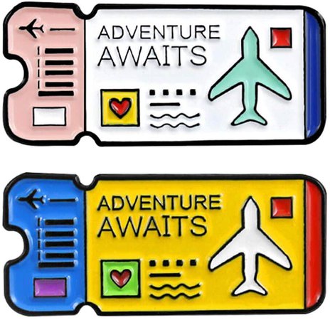 Charmart Adventure Awaits Journal Travel Lapel Pin 2 Piece Set Air Ticket Enamel Brooch Pins Explorer Badges Clothes Accessories Gifts: Amazon.ca: Jewelry