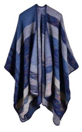 Blue plaid blanket shawl