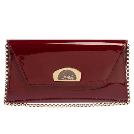 Christian Louboutin Red Patent Leather Vero Dodat Chain Clutch For Sale at 1stDibs