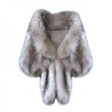 EFINNY Women Warm Faux Fox Fur Shawl Stole Wrap Shrug Scarf - Walmart.com
