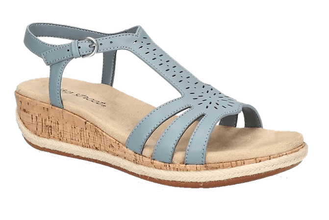 blue boho wedge sandal