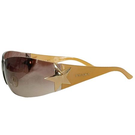 Prada Women's Gold Sunglasses | Depop