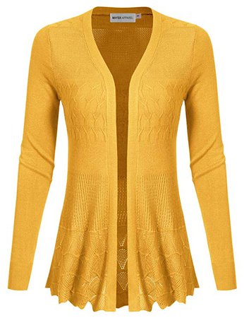 MAYSIX APPAREL Long Sleeve Lightweight Crochet Knit Sweater Open Front Cardigan for Women (S-2XL) at Amazon Women’s Clothing store: