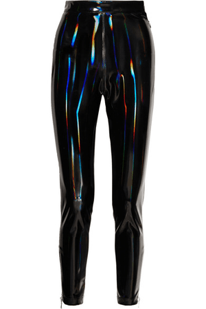 Balmain Holographic Stretch-vinyl Leggings In Black | ModeSens