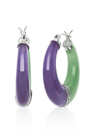 Belk & Co. Sterling Silver Green and Lavender Jade Earrings