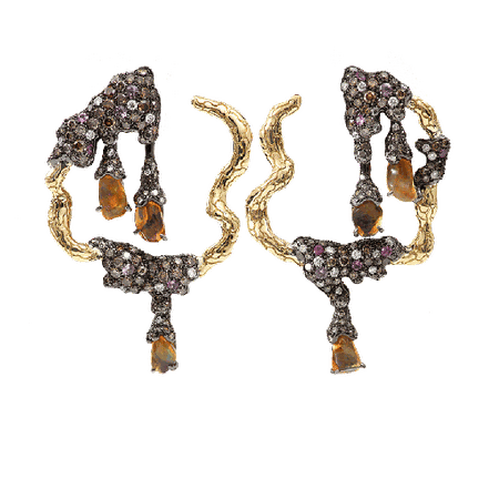Fire Opal And Pink Sapphires Earrings | Marissa Collections