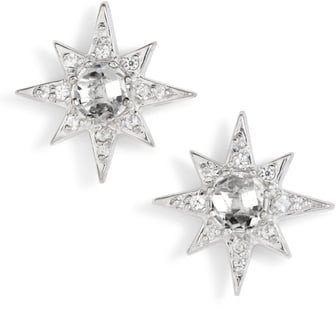 Mini Starburst White Topaz Earrings