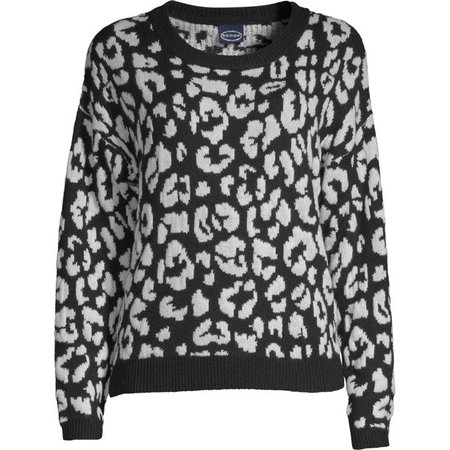 Scoop Leopard Intarsia Crewneck Sweater Women's - Walmart.com