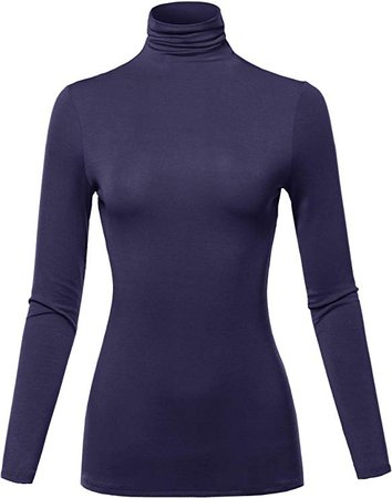 SSOULM Women's Slim Lightweight Long Sleeve Pullover Turtleneck Shirt Top with Plus Size at Amazon Women’s Clothing store