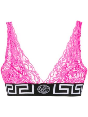 Versace Floral Lace Triangle Bralette AUD10021A232742 Pink | Farfetch
