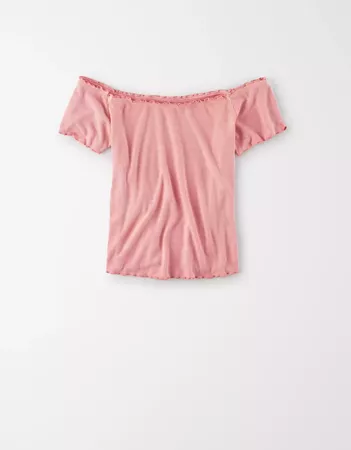 AE Off-The-Shoulder T-Shirt pink