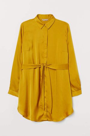 H&M+ Blouse with Tie Belt - Yellow
