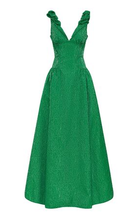 Celia Pleated Jacquard Gown By Rachel Gilbert | Moda Operandi