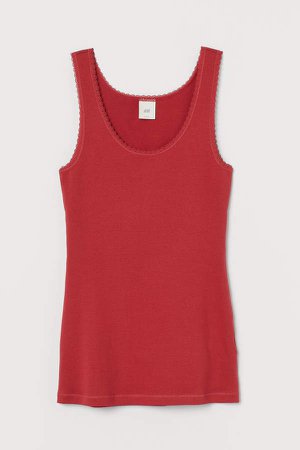 Tank Top with Lace - Red