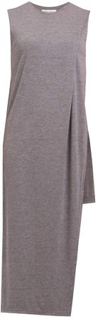 PAISIE - Jersey Midi Dress With Asymmetric Overlay In Grey