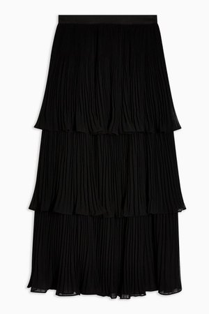 Black Tiered Midi Skirt | Topshop black