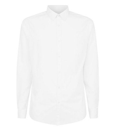 White Collared Long Sleeve Poplin Shirt | New Look