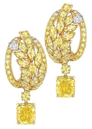 Chanel, Le Bles yellow and diamond earrings