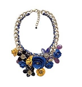blue and yellow flower necklace