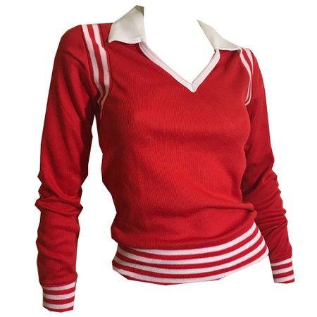 Red and White Sporty Long Sleeved Knit Tee Shirt circa 1970s – Dorothea's Closet Vintage