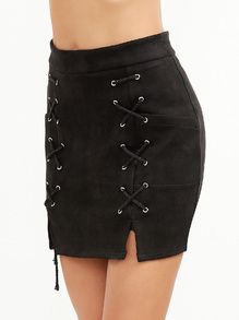 Grommet Lace Up Detail Skirt | ROMWE