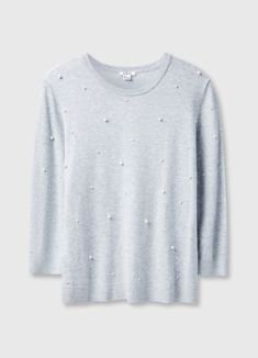 Sweater over-sized with pearls, grey
