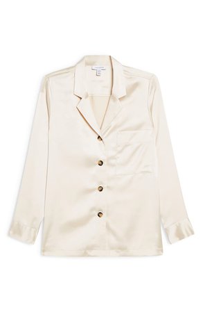 Topshop Satin Button-Up Shirt white
