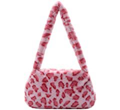 Plush Underarm Bag, Kexle Ladies Fluffy Shoulder Bag, Women Furry Plush Handbag for Autumn and Winter (Black Flower): Handbags: Amazon.com