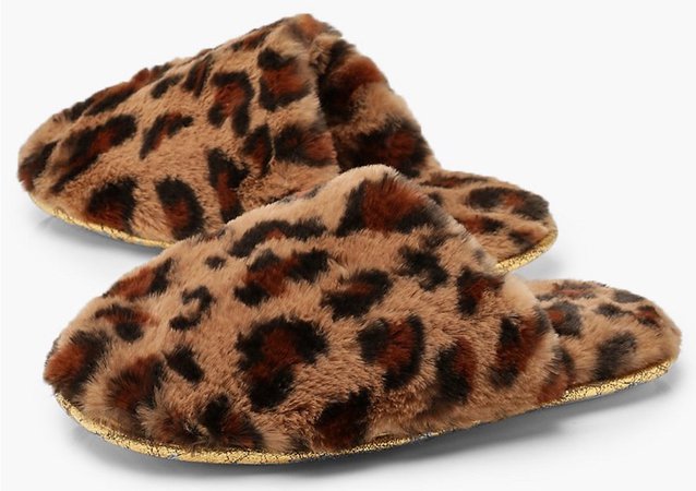 Leopard Print Faux Fur Slipper