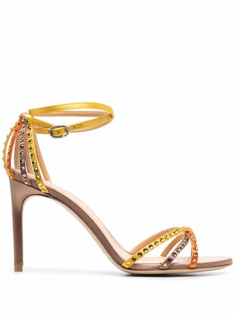 Giannico crystal-embellished leather sandals - FARFETCH