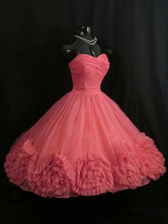 long 50s dress poofy pink