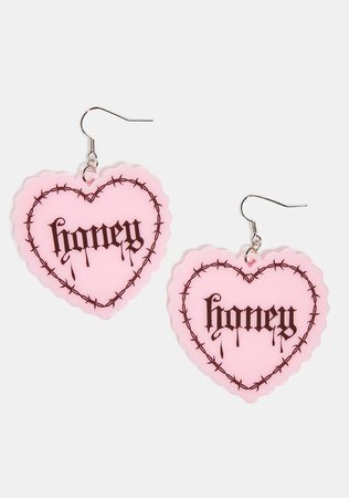 Honey Heart Drop Earrings - Pink – Dolls Kill