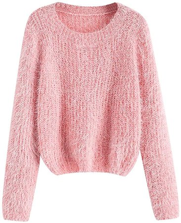 ZAFUL Women's V Neck Fringe Pullover Sweater Drop Shoulder Long Sleeve Knit Jumper Tops at Amazon Women’s Clothing store