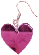metallic purple/pink heart earring