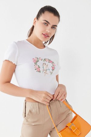 Truly Madly Deeply Cherub Lettuce-Edge Baby Tee | Urban Outfitters