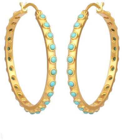 Chirstina Greene Turquoise Studded Hoop Earrings