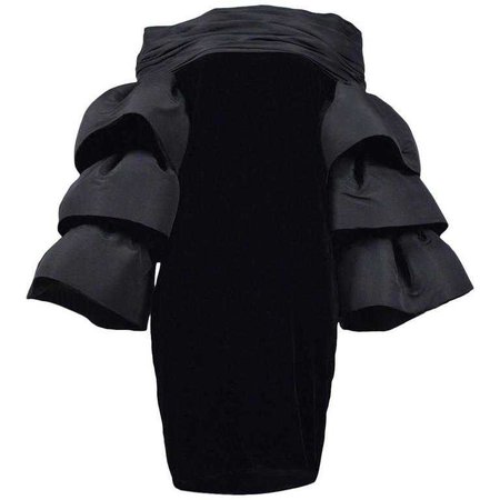 Pierre Cardin Couture Ruffle Sleeve Dress For Sale at 1stdibs