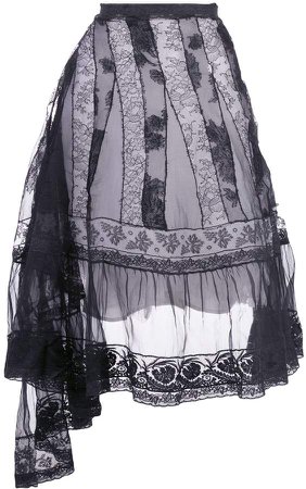 Marc Le Bihan lace A-line silk skirt