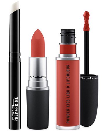 MAC 3-Pc. Prep + Powder Kiss Lip Set - Bold, Created for Macy's & Reviews - Makeup - Beauty - Macy's