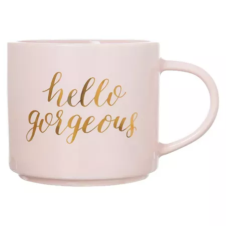15oz Porcelain Hello Gorgeous Stackable Mug Pink/Gold - Threshold™ : Target