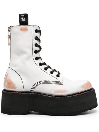 R13 Flatform Distressed Leather Boots - Farfetch