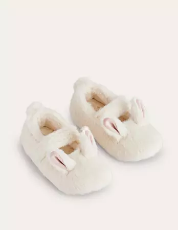 Fluffy Bunny Slippers - Ivory | Boden US