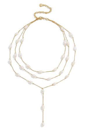 BaubleBar Abriella Freshwater Pearl Layered Y-Necklace | Nordstrom