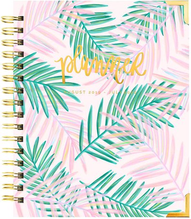 Amazon.com : Sweet Water Decor Palms Tropical Pink Planner August 2019 - July 2020 | Gold Day Planner Tabbed Journal Weekly Teacher Calendar Office Decor Academic : Office Products