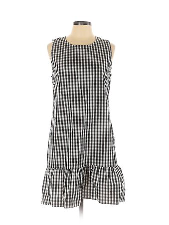 J. Crew Factory Store 100% Cotton Checkered Gingham Black Casual Dress Size L - 70% off | thredUP