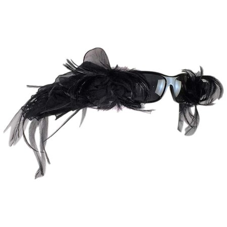 F/W 2007 Chanel Haute Couture Runway Numbered Black Feather Sunglasses For Sale at 1stdibs