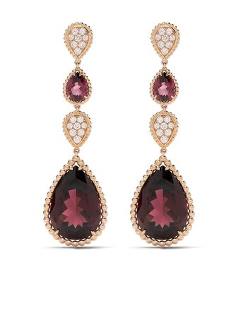Boucheron 18Kt Rose Gold Serpent Bohème Rhodolite Garnet And Diamond Pendant Earrings | Farfetch.com